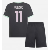 Camisa de Futebol AC Milan Christian Pulisic #11 Equipamento Alternativo Infantil 2024-25 Manga Curta (+ Calças curtas)